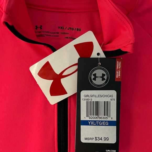 Under Armour Bright Pink Quarter-Zip Pullover HEAT GEAR , keeps you cool, - Picture 3 of 9